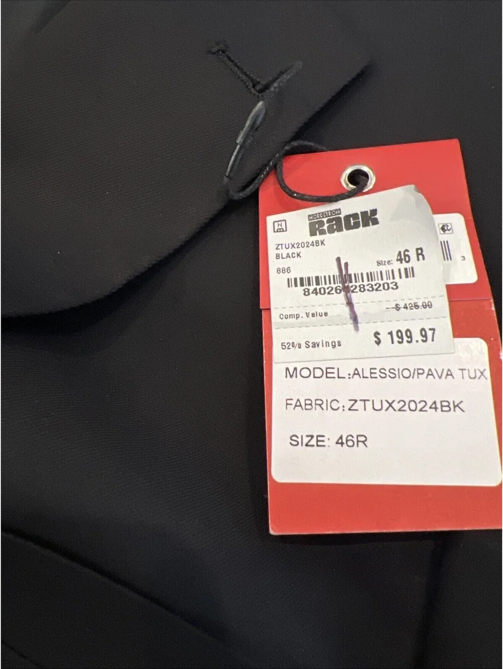 $425 Zanetti  Jacket Tuxedo Black Men’s 46 R NEW